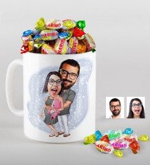 Kişiye Özel Bebek Sürprizi Karikatürlü Kupa ve Haribo Şeker Hediye Seti