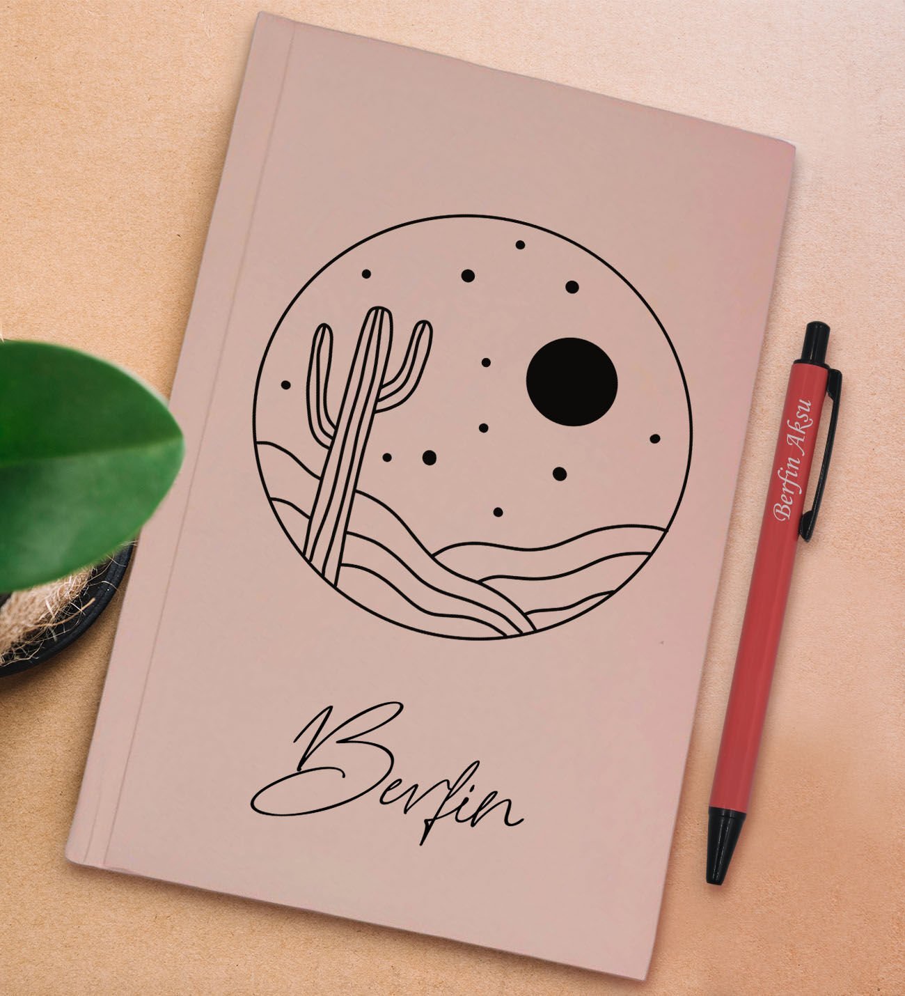 BK Gift Kişiye Özel İsimli Pudra Pembesi Sert Kapaklı Defter ve Tükenmez Kalem Seti, Arkadaşa Hediye, Yeni İş Hediyesi, Doğum Günü Hediyesi-2