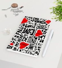 Kişiye Özel Sevgililer Günü Beyaz Defter Kalem Seti-69