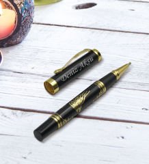 BK Gift Kişiye Özel İsimli Yaldızlı Tuğra Kabartma Figürlü Metal Roller Kalem