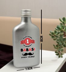 BK Gift Kişiye Özel İsimli Baba Temalı Gümüş Tasarım Cam Şişede 200 ml Kolonya-6, Babaya Hediye, Babalar Günü Hediyeleri, Hediyelik Baskılı Kolonya