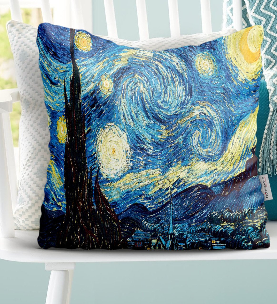 Kişiye Özel Van Gogh Saten Kırlent Yastık - 1