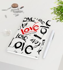 Kişiye Özel Sevgililer Günü Beyaz Defter Kalem Seti-70