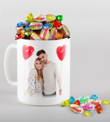 Kişiye Özel Fotoğraflı Kupa ve Haribo Fruitbons Şeker Hediye Seti