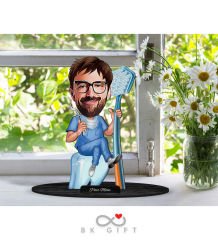 BK Gift Kişiye Özel Erkek Diş Hekimi Karikatürlü Ahşap Biblo-1