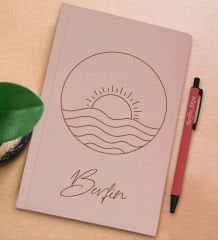 BK Gift Kişiye Özel İsimli Pudra Pembesi Sert Kapaklı Defter ve Tükenmez Kalem Seti, Arkadaşa Hediye, Yeni İş Hediyesi, Doğum Günü Hediyesi-4