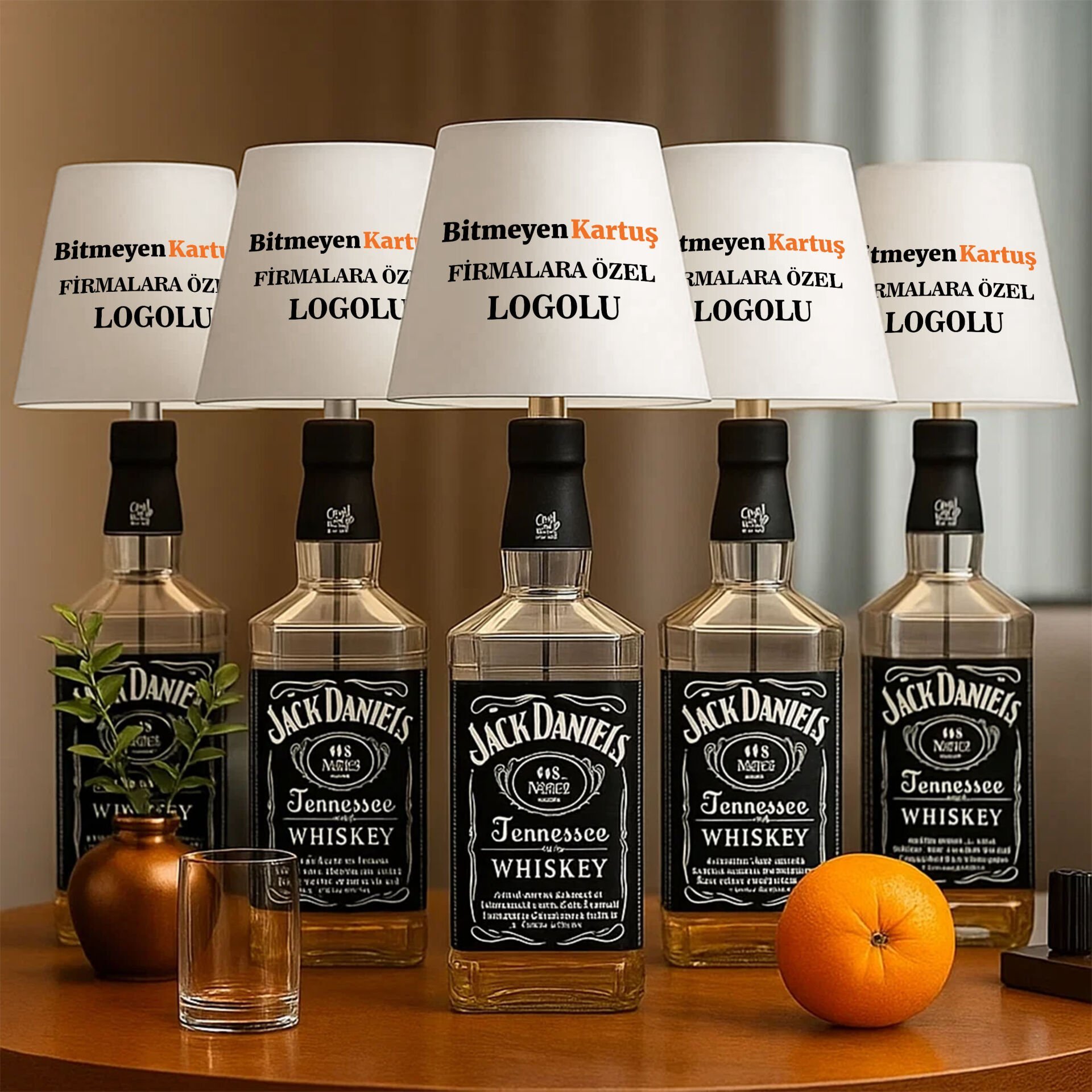 BK Gift Firmalara Özel Logolu Kablosuz  Led Beyaz Şişe Lambası(5 Adet), Cafe&Bar Masa Dekoru, Cafelere Özel, Firmalara Özel