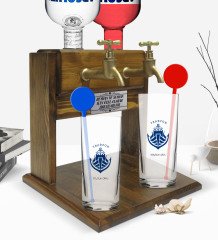 Kişiye Özel Renkli Baskılı Trabzon Tasarımlı Turistik İkili Vodka Bardağı ve Çift Musluklu Doğal Ahşap Vodka Standı-1