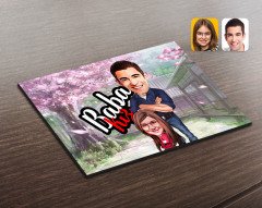 Kişiye Özel Baba Kız Karikatürlü Ahşap Puzzle-3
