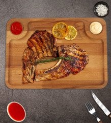 BK Gift Doğal Masif Ahşap Büyük Boy Yemek Sunum Tabağı