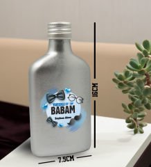 BK Gift Kişiye Özel İsimli Baba Temalı Gümüş Tasarım Cam Şişede 200 ml Kolonya-9, Babaya Hediye, Babalar Günü Hediyeleri, Hediyelik Baskılı Kolonya