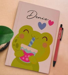 BK Gift Kişiye Özel İsimli Pudra Pembesi Sert Kapaklı Defter ve Tükenmez Kalem Seti, Arkadaşa Hediye, Yeni İş Hediyesi, Doğum Günü Hediyesi-7