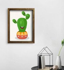 BK Gift Kaktüs Tasarımlı Doğal Masif Ahşap Çerçeveli Tablo 30x40cm-16