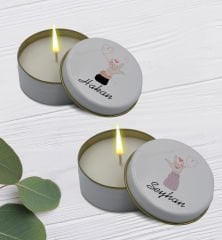 BK Gift Kişiye Özel Çift Tasarımlı 2’li Beyaz Metal Kutuda Kokulu Mum Hediye Seti - 2, Ev Hediyesi, Sevgiliye, Arkadaşa Hediye, Kokulu Mum