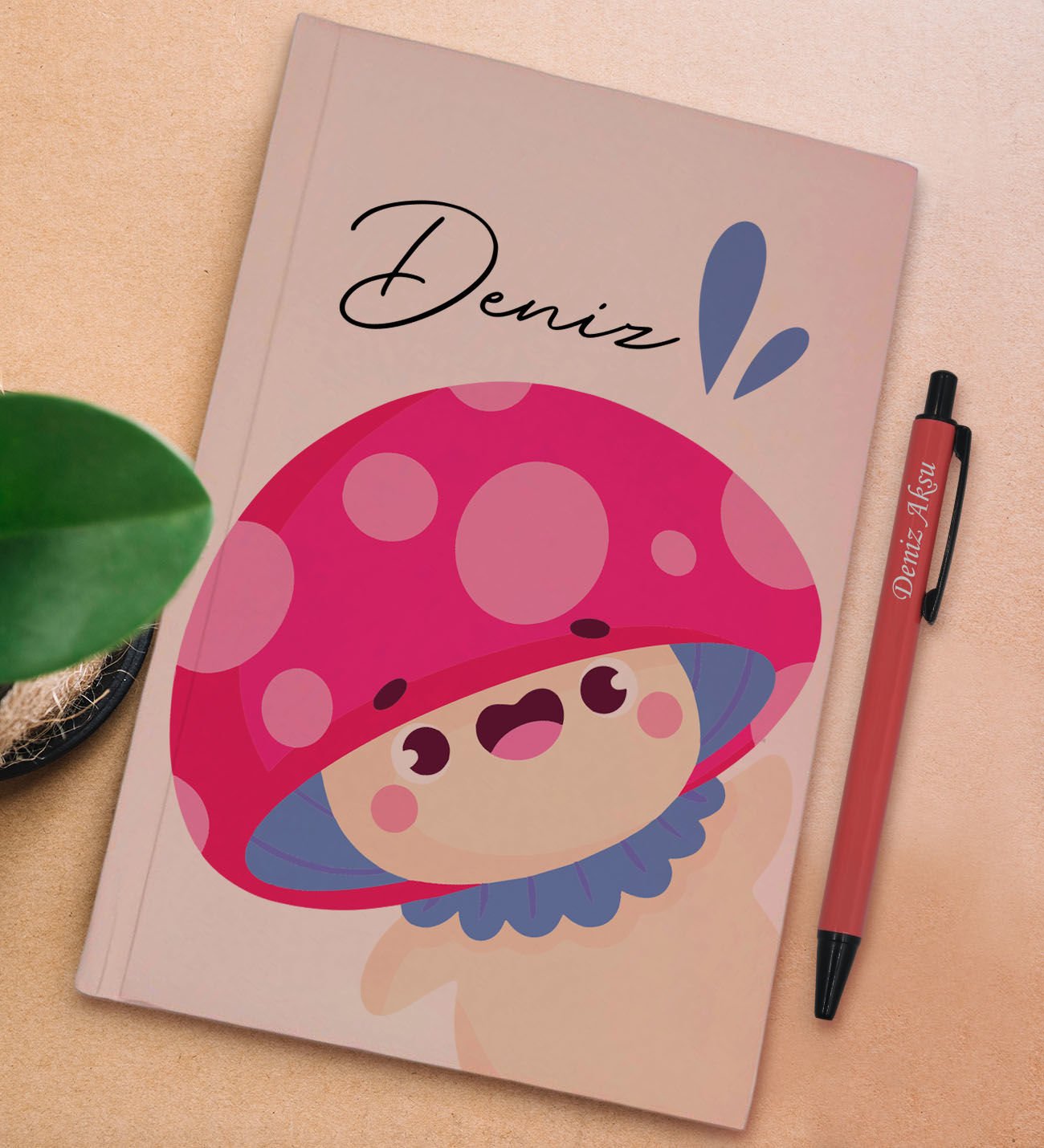 BK Gift Kişiye Özel İsimli Pudra Pembesi Sert Kapaklı Defter ve Tükenmez Kalem Seti, Arkadaşa Hediye, Yeni İş Hediyesi, Doğum Günü Hediyesi-8
