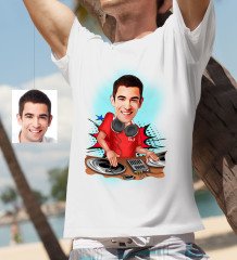 Kişiye Özel Bay DJ Karikatür Beyaz Tişört - 1