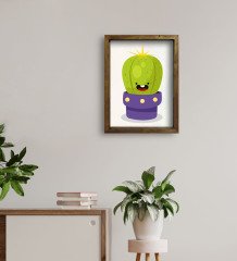 BK Gift Kaktüs Tasarımlı Doğal Masif Ahşap Çerçeveli Tablo 30x40cm-17