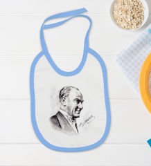 BK Kids Atatürk Temalı Mavi Bebek Body Zıbın ve Mama Önlüğü Hediye Seti-10