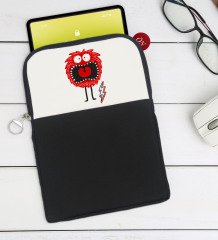 BK Gift Sevimli Canavar Tasarımlı Taşınabilir Koruyucu Tablet Kılıfı & Organizer Çanta - Siyah-1