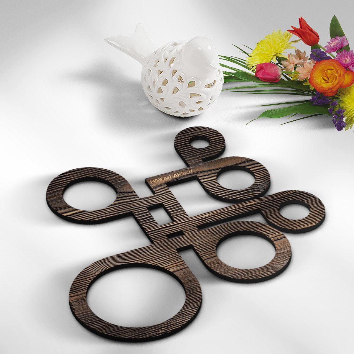 Kişiye Özel Özgün Tasarım Dekoratif Ahşap Bardak Altlığı - 4 (4 Adet)