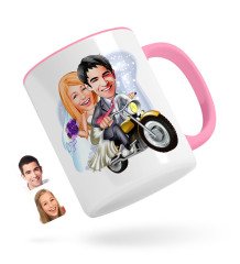 Kişiye Özel Evleniyoruz Karikatürlü Pembe Kupa Bardak-8