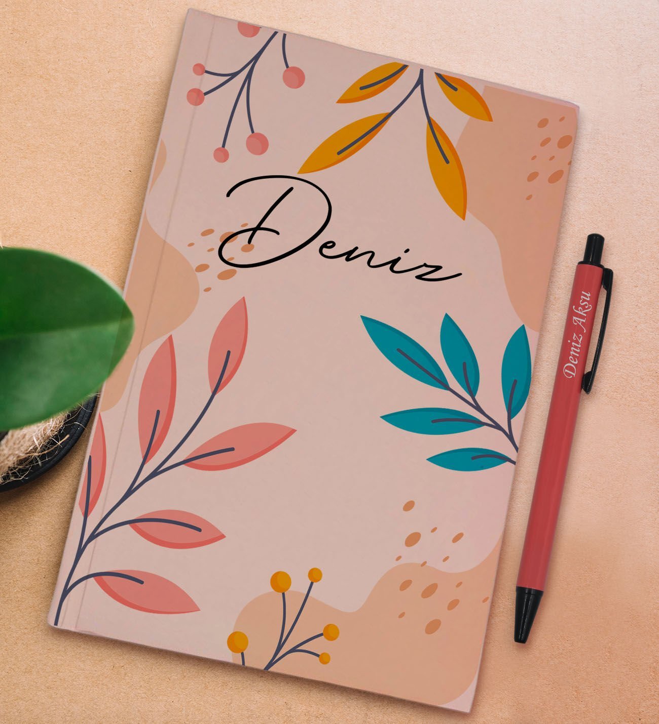 BK Gift Kişiye Özel İsimli Pudra Pembesi Sert Kapaklı Defter ve Tükenmez Kalem Seti, Arkadaşa Hediye, Yeni İş Hediyesi, Doğum Günü Hediyesi-10