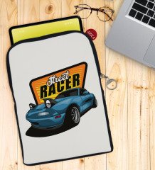 BK Gift Street Racer Tasarımlı Taşınabilir Koruyucu Tablet Kılıfı & Organizer Çanta - Siyah-1
