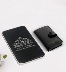 Kişiye Özel İsimli Mekanizmalı Cüzdan Kartlık ve 5.000 Mah Powerbank Hediye Seti-12