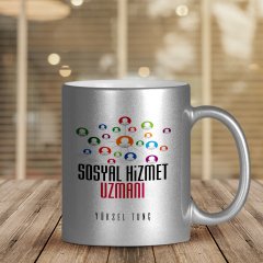 Kişiye Özel Mesleki Sosyal Hizmet Uzmanı Gümüş Yaldızlı Kupa Bardak