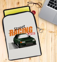 BK Gift Street Racing Tasarımlı Taşınabilir Koruyucu Tablet Kılıfı & Organizer Çanta - Siyah-1