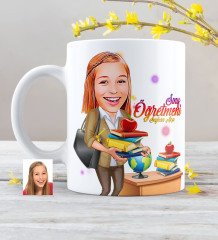 Kişiye Özel Bayan Öğretmen Karikatürlü Beyaz Kupa Bardak - 4