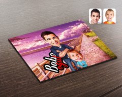 Kişiye Özel Baba Oğul Karikatürlü Ahşap Puzzle-5