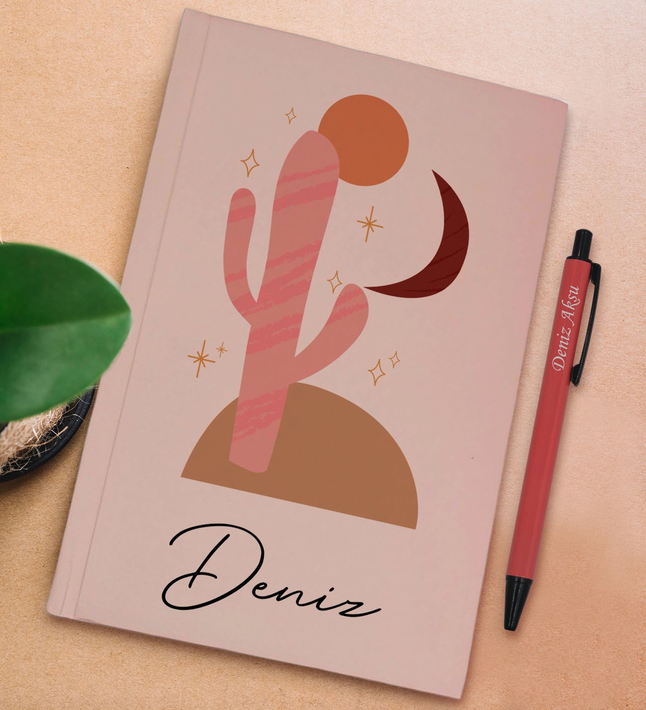 BK Gift Kişiye Özel İsimli Pudra Pembesi Sert Kapaklı Defter ve Tükenmez Kalem Seti, Arkadaşa Hediye, Yeni İş Hediyesi, Doğum Günü Hediyesi-12
