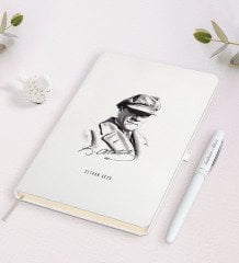 Kişiye Özel Atatürk Temalı Beyaz Defter ve Kalem Hediye Seti-17