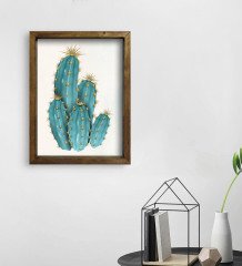 BK Gift Kaktüs Tasarımlı Doğal Masif Ahşap Çerçeveli Tablo 30x40cm-20