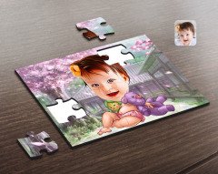 Kişiye Özel Bebek Karikatürlü Ahşap Puzzle-2