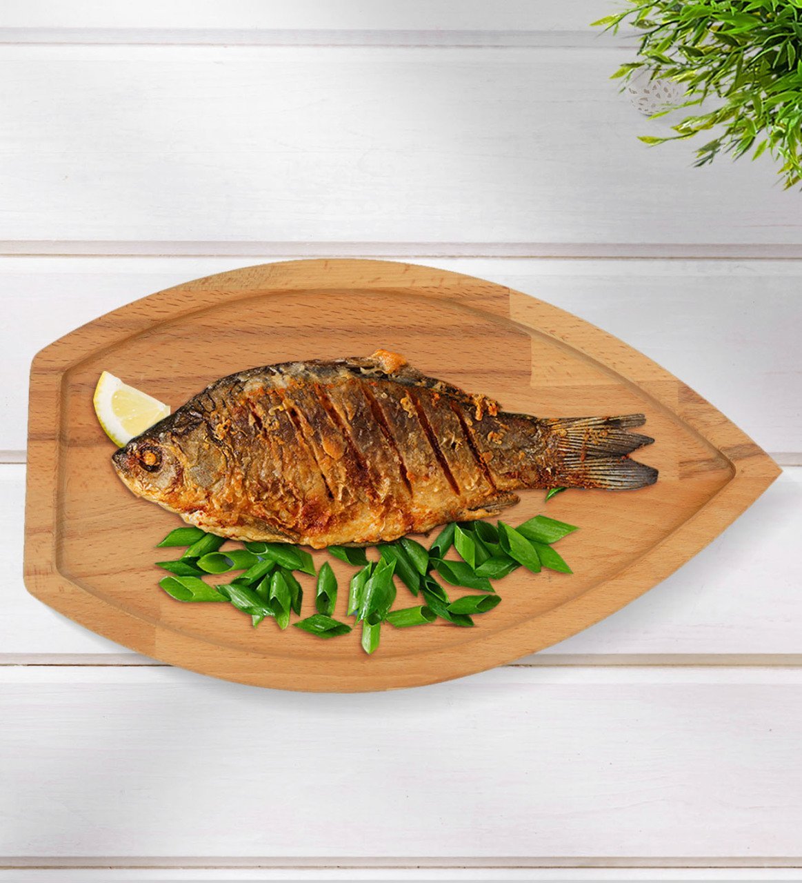 BK Gift Kayık Tasarımlı Doğal Masif Ahşap Yemek Sunum Tabağı