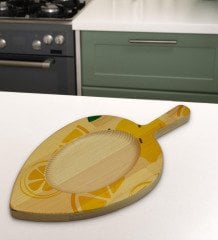 BK Gift Limon Tasarımlı Yaprak Şeklinde Doğal Ahşap Servis ve Sunum Tabağı Model 1