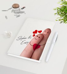 Kişiye Özel Sevgililer Günü Beyaz Defter Kalem Seti-80
