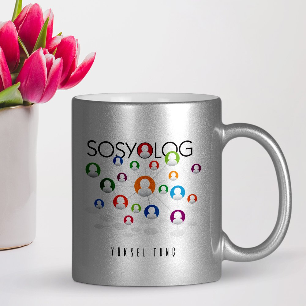 Kişiye Özel Mesleki Sosyolog Gümüş Yaldızlı Kupa Bardak