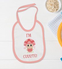 BK Kids I'm Cute Tasarımlı Pembe Bebek Body Zıbın ve Mama Önlüğü Hediye Seti-1