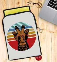 BK Gift Zürafa Tasarımlı Taşınabilir Koruyucu Tablet Kılıfı & Organizer Çanta - Siyah-1