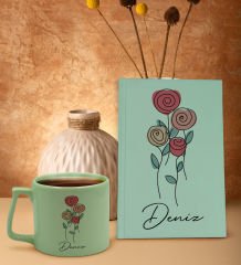 BK Gift Kişiye Özel İsimli Yeşil Sert Kapaklı Defter ve Middle Kupa Seti, Arkadaşa Hediye, Yeni İş Hediyesi, Doğum Günü Hediyesi-22