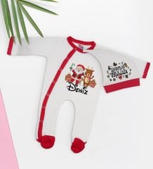 BK Gift Kişiye Özel Yılbaşı Temalı Tulum Zıbın ve Kukuletalı Şapka Seti-5