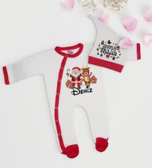 BK Gift Kişiye Özel Yılbaşı Temalı Tulum Zıbın ve Kukuletalı Şapka Seti-5