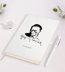 Kişiye Özel Atatürk Temalı Beyaz Defter ve Kalem Hediye Seti-19