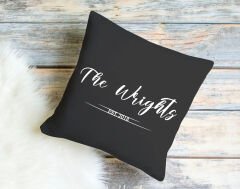BK Gift Kişiye Özel İsimli Tarihli Premium Kumaş Siyah Kırlent Yastık, Ev Hediyesi, Ev Dekorasyonu, Dekoratif Hediye-7