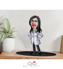 BK Gift Kişiye Özel Kadın Doktor Karikatürlü Ahşap Biblo-1