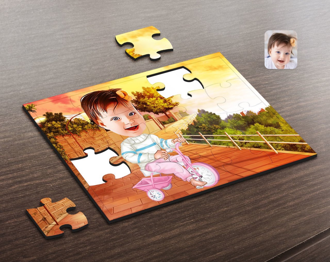 Kişiye Özel Bebek Karikatürlü Ahşap Puzzle-4