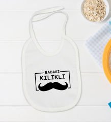 BK Kids Babası Kılıklı Tasarımlı Beyaz Bebek Body Zıbın ve Mama Önlüğü Hediye Seti-1